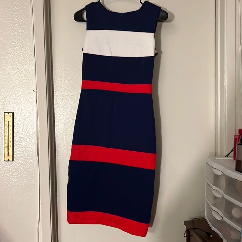 Very nice navy blue and red midi dress